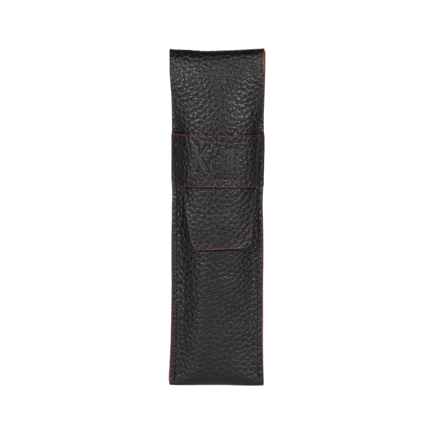 K0028AB | Custodia per Penne in Vera Pelle pieno fiore, grana dollaro - Colore Nero con bordi Rossi - Dimensioni: cm 4,5 x 16,5 x 1 - Confezione: Scatola regalo fondo/coperchio-2