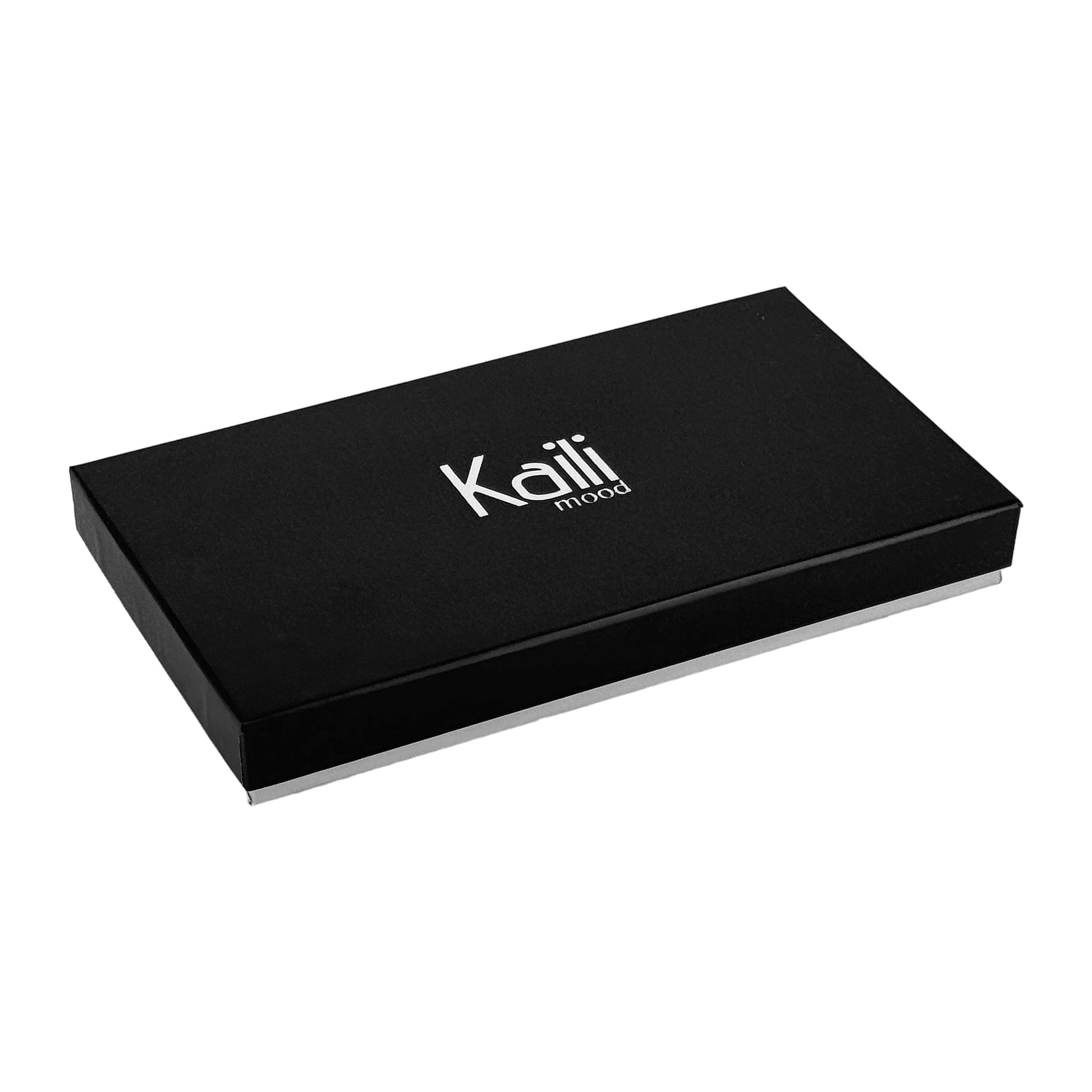 K0030AB | Glasses case in genuine full grain leather, dollar grain - Black color - Dimensions: 8.5 x 16.5 x 0.5 cm - Packaging: Bottom/lid gift box-3