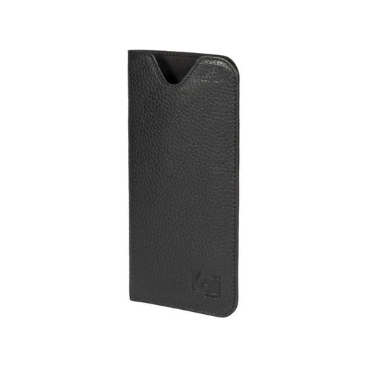 K0030AB | Custodia per Occhiali in Vera Pelle pieno fiore, grana dollaro - Colore Nero - Dimensioni: cm 8,5 x 16,5 x 0,5 - Confezione: Scatola regalo fondo/coperchio-0