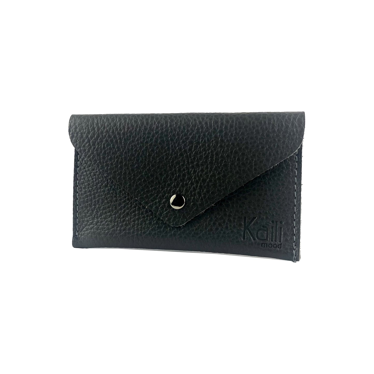 K0040AB | Bustina con pattina Made in Italy in Vera Pelle pieno fiore, grana dollaro - Colore Nero - Dimensioni: cm 13 x 8 x 0,5 - Confezione: Gift Box rigido fondo/coperchio-1