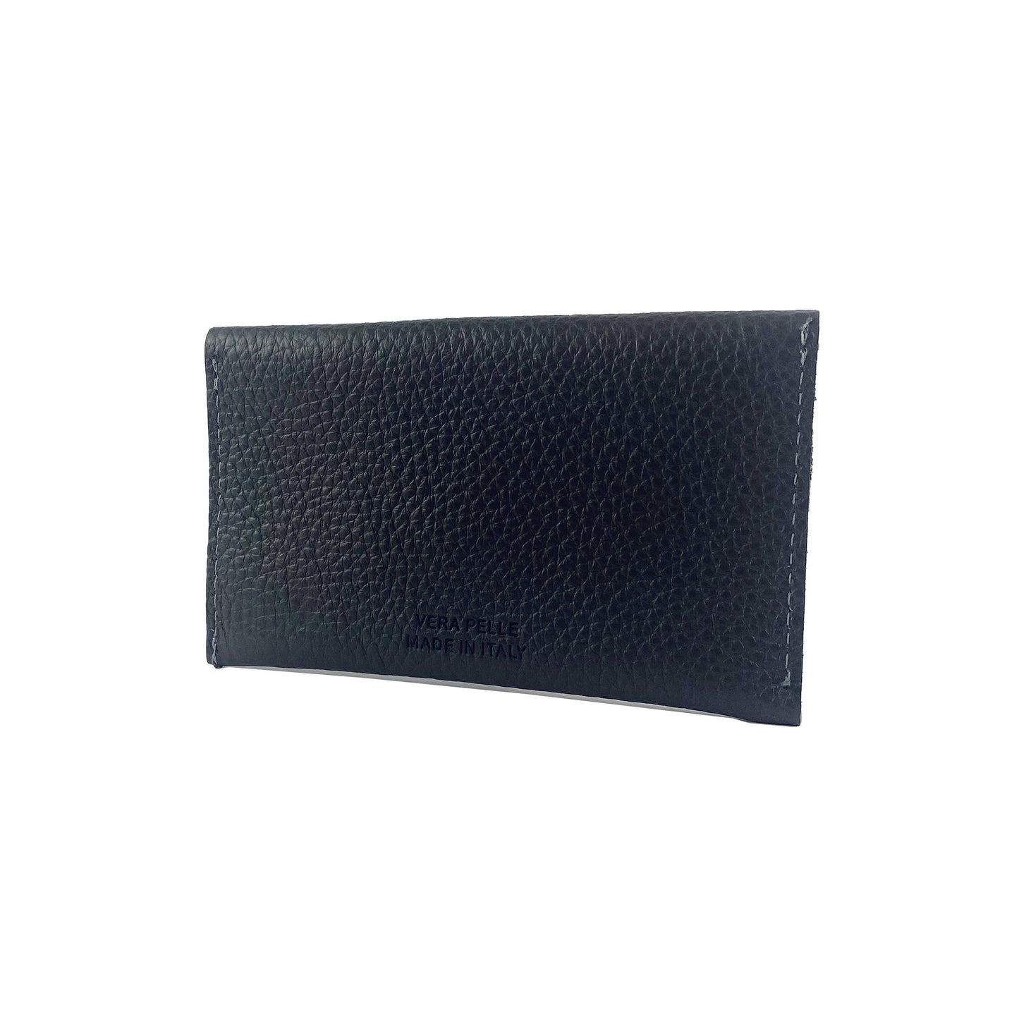 K0040AB | Bustina con pattina Made in Italy in Vera Pelle pieno fiore, grana dollaro - Colore Nero - Dimensioni: cm 13 x 8 x 0,5 - Confezione: Gift Box rigido fondo/coperchio-2