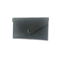 K0040FB | Sachet with flap Made in Italy in genuine full grain leather, dollar grain - Gray color - Dimensions: 13 x 8 x 0.5 cm - Packaging: Rigid bottom/lid gift box-1