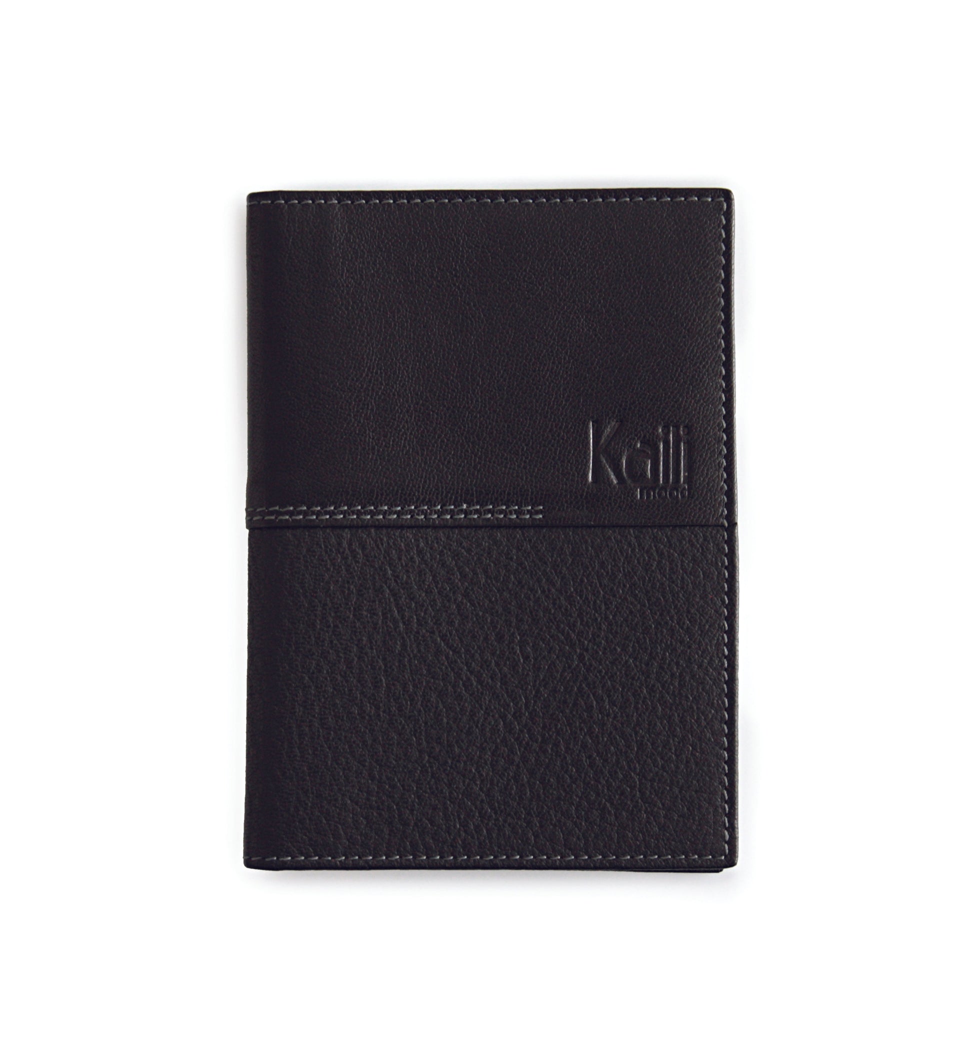 K10122AB | Document + Passport Holder in Genuine Full Grain Leather, dollar/smooth grain. Black colour. Dimensions when closed: 10 x 14 x 1 cm - Packaging: Rigid bottom/lid gift box-0