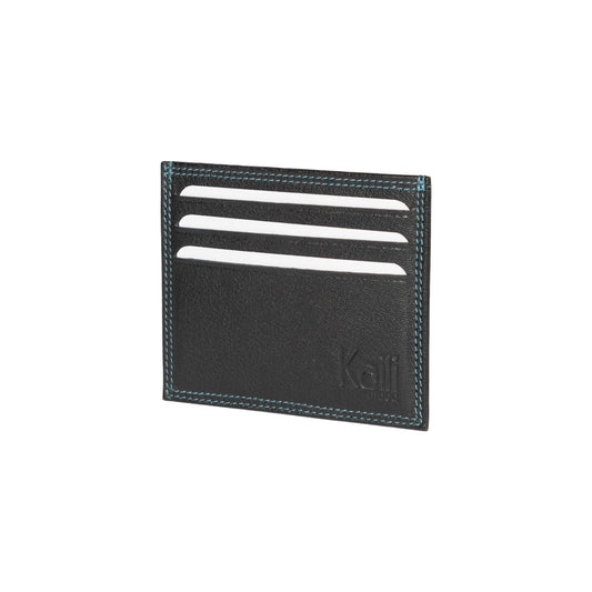 K10216AB | Porta Carte di Credito in Vera Pelle pieno fiore, con leggera grana. Colore Nero. Tasca centrale grande. Dimensioni: cm 9,8 x 8 x 0,5. Confezione: Gift Box rigido fondo/coperchio-0