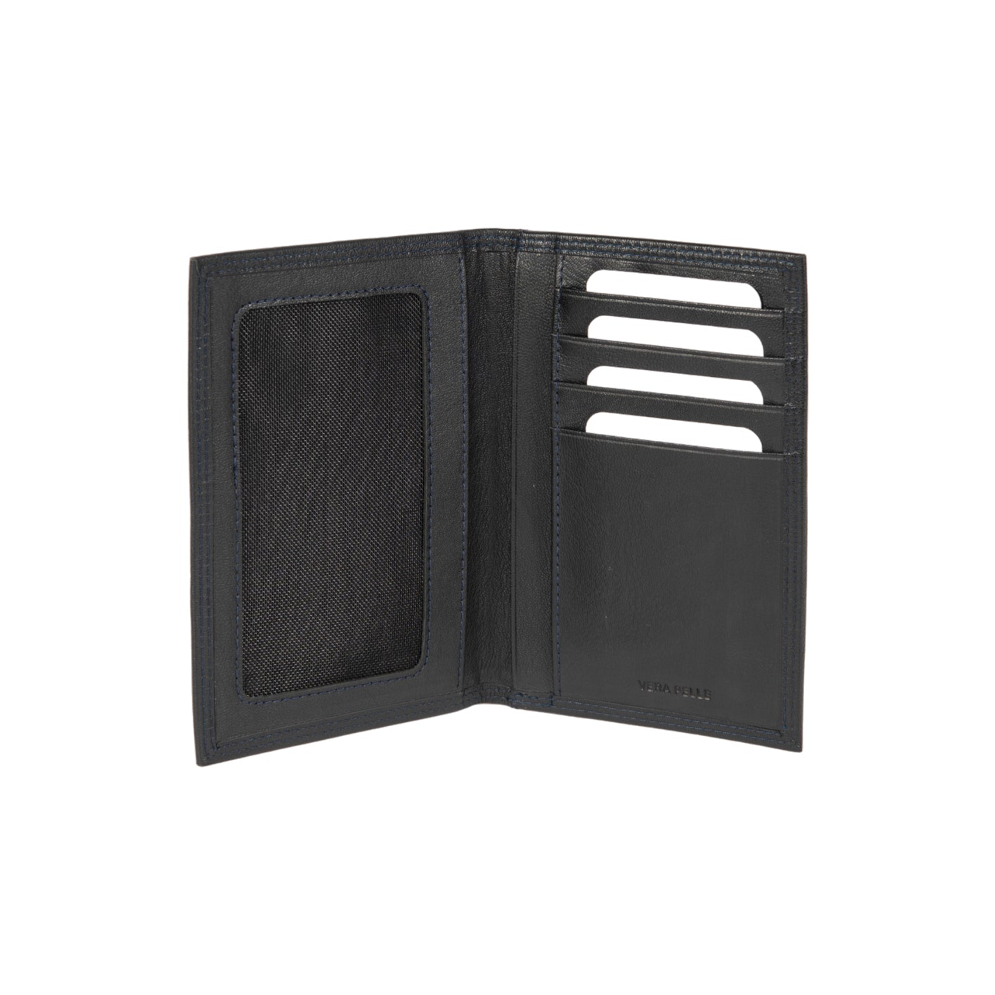 K10222AB | Porta Documenti + Passaporto in Vera Pelle pieno fiore, con leggera grana. Colore Nero. Dimensioni da chiuso: cm 10 x 14 x 1 - Confezione: Gift Box rigido fondo/coperchio-1