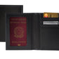K10122AB | Document + Passport Holder in Genuine Full Grain Leather, dollar/smooth grain. Black colour. Dimensions when closed: 10 x 14 x 1 cm - Packaging: Rigid bottom/lid gift box-1