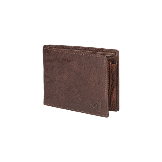 K10603BB | Men's wallet in genuine full grain leather, Volanata. Color dark brown. Pocket for coins. Dimensions when closed: 12.5 x 9.3 x 1 cm. Packaging: Rigid bottom/lid gift box-0