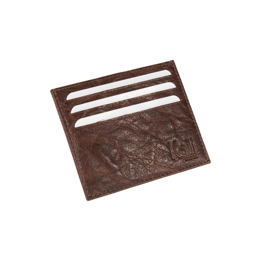 K10616BB | Credit Card Holder in genuine full grain leather, milled. Color dark brown. Large central pocket. Dimensions: 9.8 x 8 x 0.5 cm. Packaging: Rigid bottom/lid gift box-0