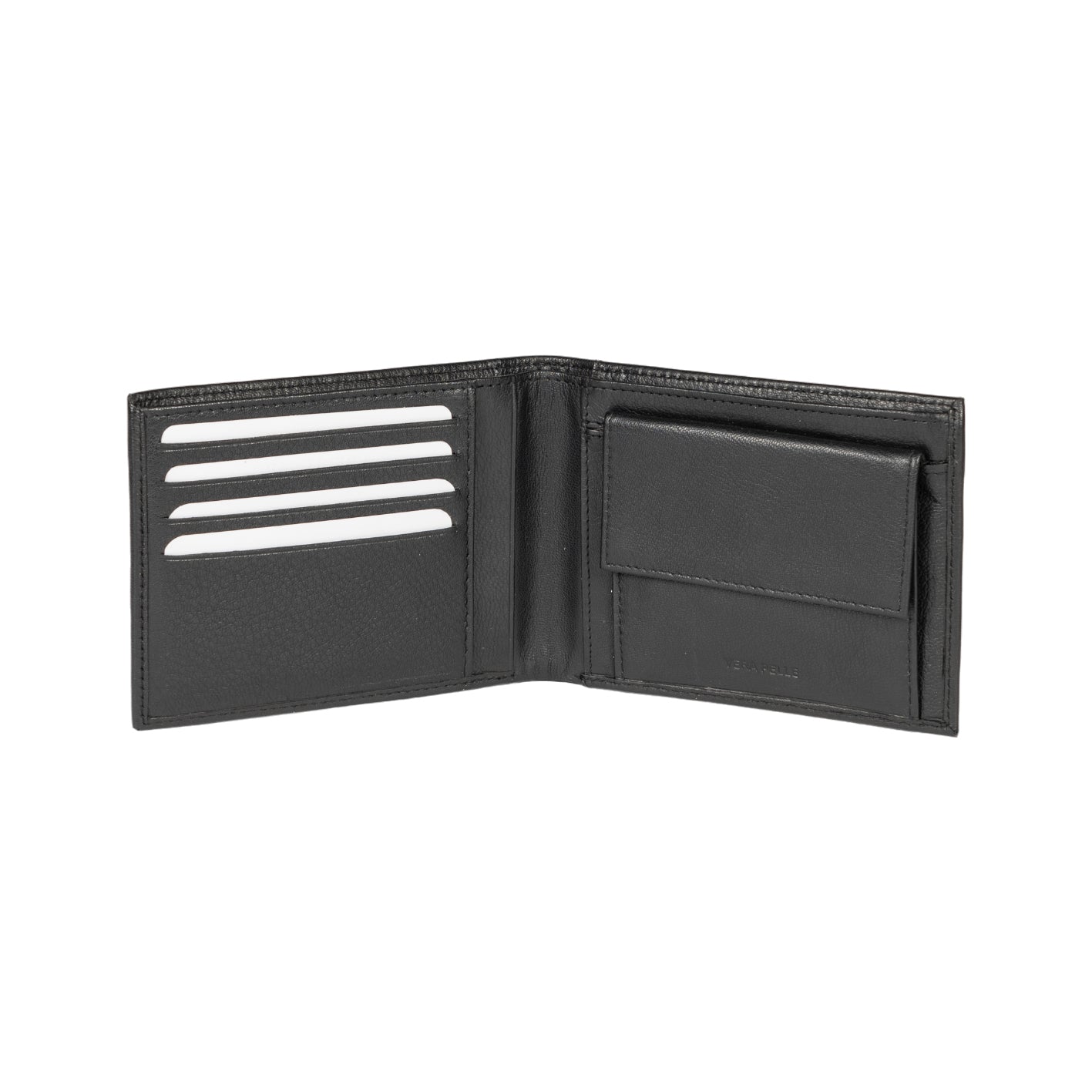K11403AB | Portafogli Uomo in Vera Pelle pieno fiore, con leggera grana. Colore Nero. Tasca p/monete. Dimensioni da chiuso: cm 12,5 x 9,3 x 1. Confezione: Gift Box rigido fondo/coperchio-1