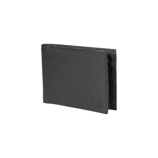 K11403AB | Men's wallet in genuine full grain leather, with light grain. Black colour. Coin pocket. Dimensions when closed: 12.5 x 9.3 x 1 cm. Packaging: Rigid bottom/lid gift box-0