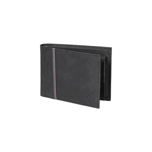 K12203AF | Men's Wallet in Genuine Full Grain Leather, Naked. Black Color. RFID Protection. Closed Dimensions: 12.5 x 9.5 x 2 cm. Packaging: Gift box bottom/lid-0