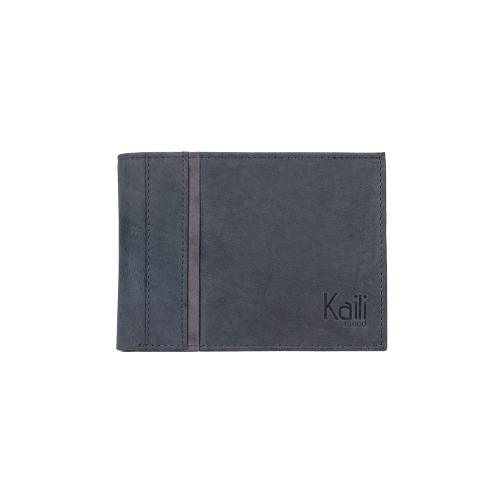 K12203DF | Portafogli Uomo in Vera Pelle pieno fiore, Naked. Colore Blu. Protezione RFID. Dimensioni da chiuso: cm 12,5 x 9,5 x 2. Confezione: Scatola regalo fondo/coperchio-2