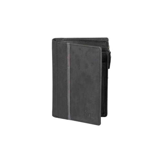 K12234AF | Women's Wallet in Genuine Full Grain Leather, Naked. Black Color. RFID Protection. Closed Dimensions: 9.5 x 14 x 3 cm. Packaging: Gift box bottom/lid-0