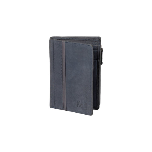 K12234DF | Women's Wallet in Genuine Full Grain Leather, Naked. Blue Color. RFID Protection. Closed Dimensions: 9.5 x 14 x 3 cm. Packaging: Gift box bottom/lid-0