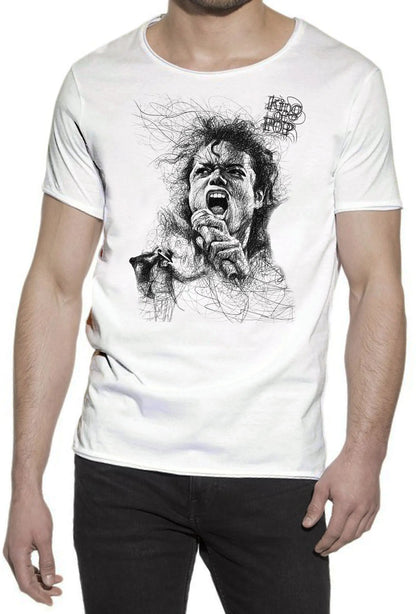 King of Pop  The Legend Stilizzato Soggetto Cantante 18-42 T-shirt Urban Slub Men Uomo 100% Cotone Fiammato JK STREET STYLE