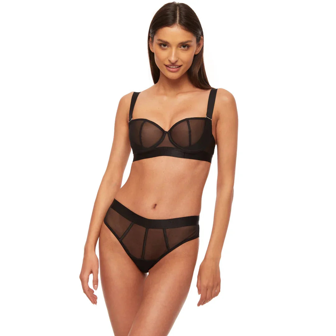 Sheer Mesh Balconette Bra Kinga Mist - STREET STYLE