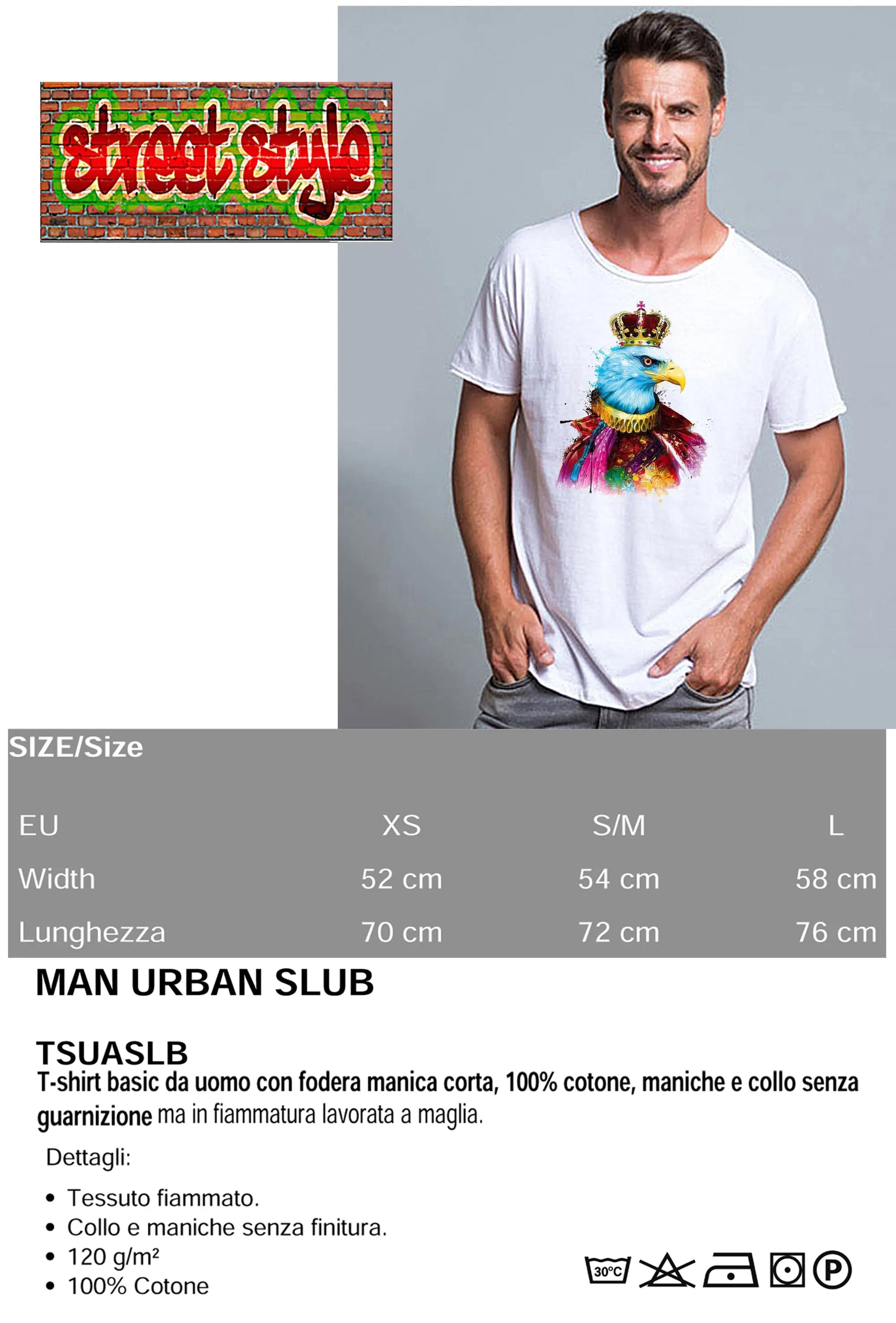 L'aigle Royal Color Stilizzato 18-20-70 T-shirt Urban Slub Men Uomo 100% Cotone Fiammato JK STREET STYLE