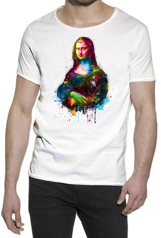 La Gioconda Art. Color Stilizzato 18-20-37 T-shirt Urban Slub Men Uomo 100% Cotone Fiammato JK STREET STYLE