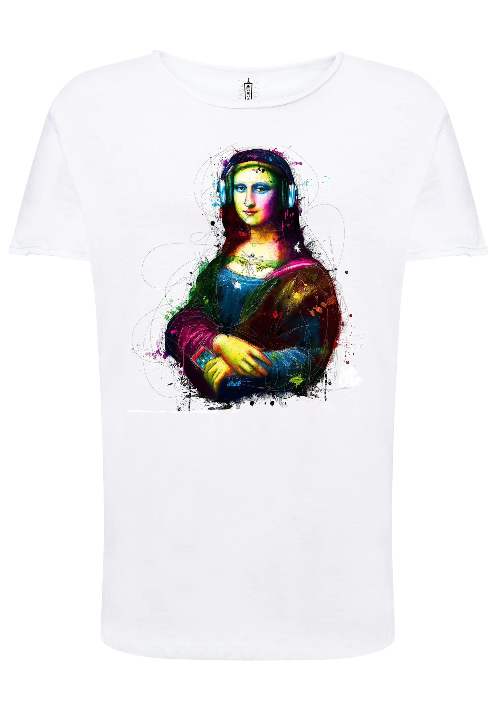 La Gioconda Pop Rock and roll Color Stilizzato 18-20-38 T-shirt Urban Slub Men Uomo 100% Cotone Fiammato JK STREET STYLE