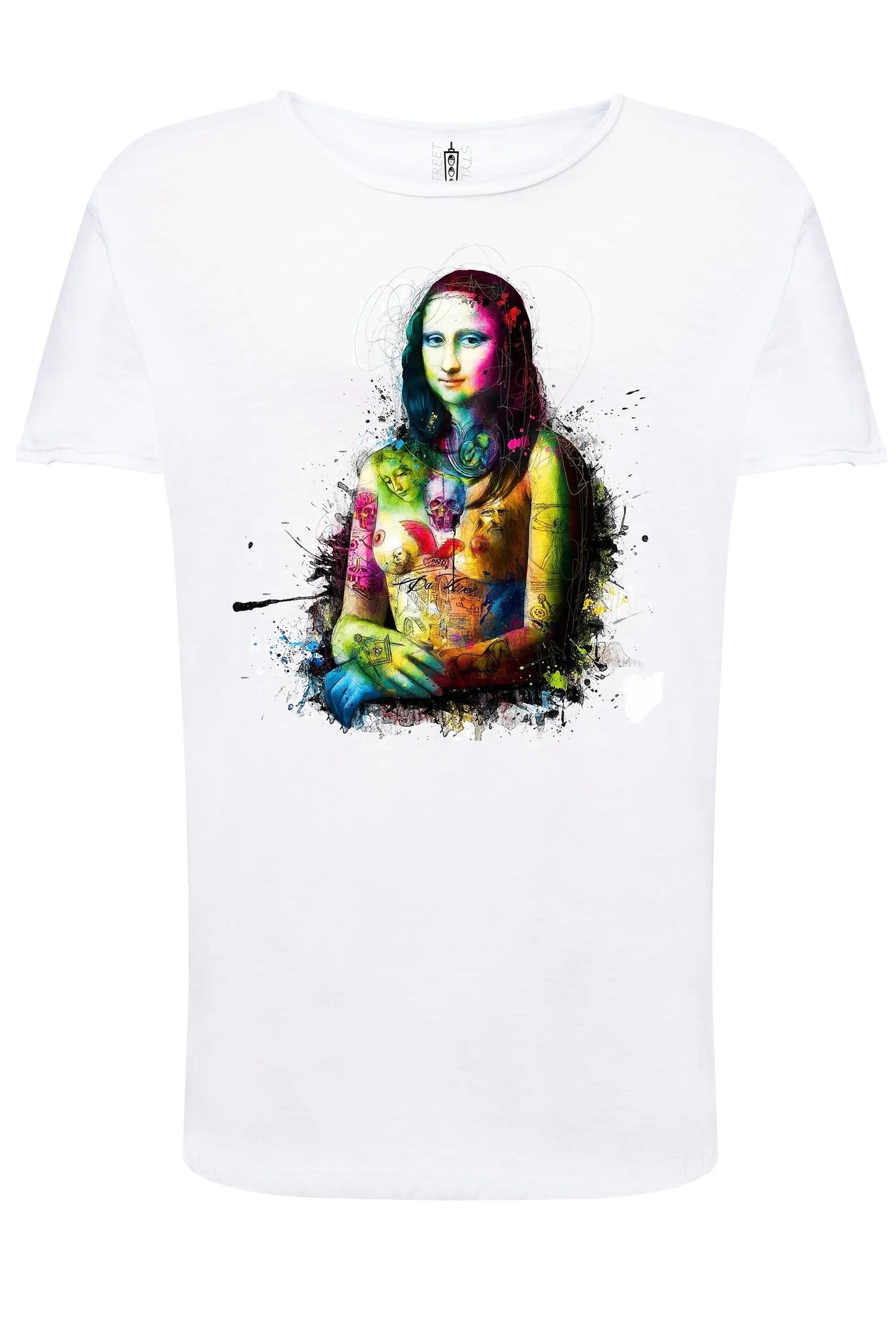 La Gioconda Tattoo Sexy Color Stilizzato 18-20-36 T-shirt Urban Slub Men Uomo 100% Cotone Fiammato JK STREET STYLE