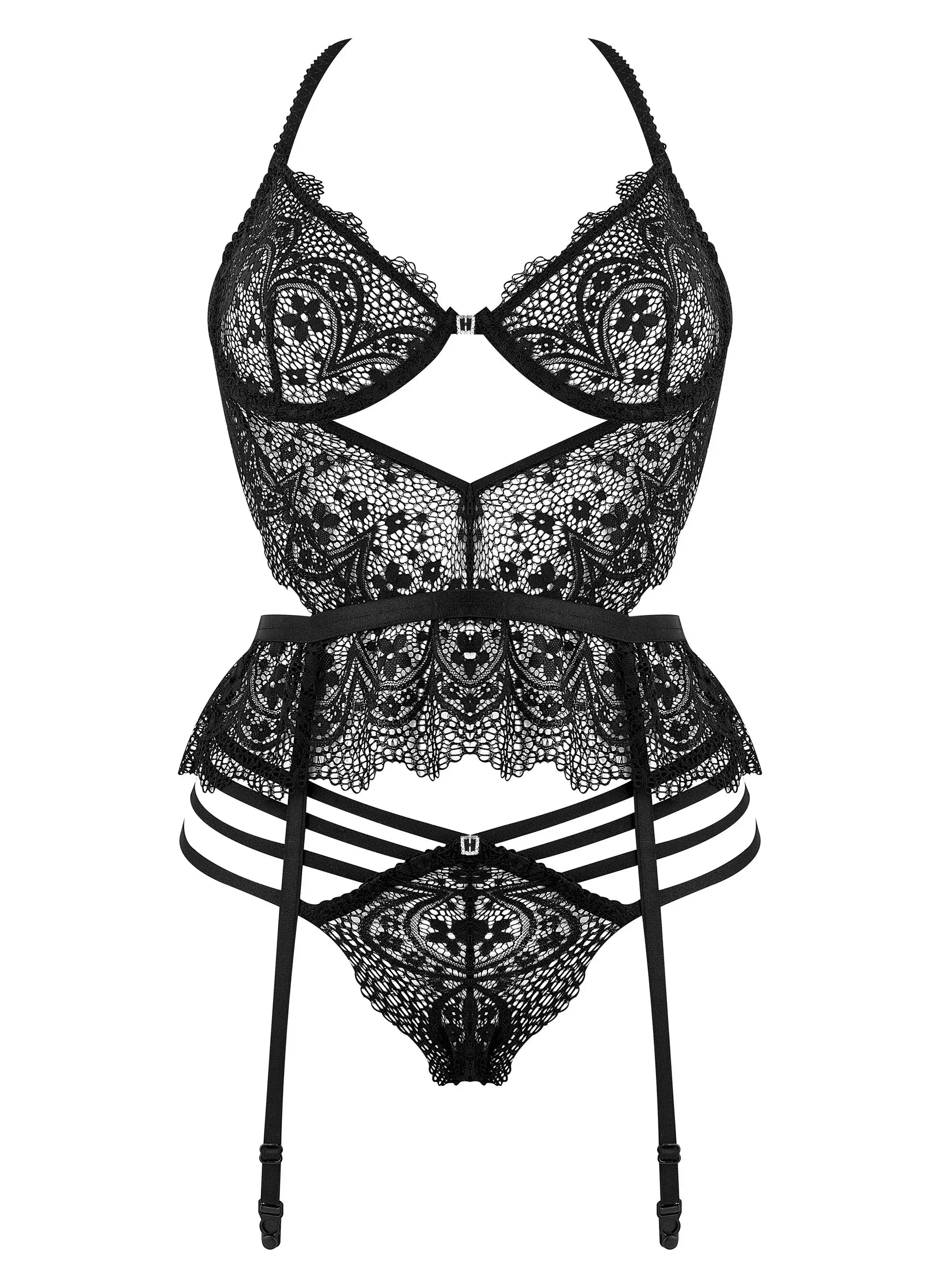 Lace Bustier Garter & String Set Beauty Night Temptation - STREET STYLE