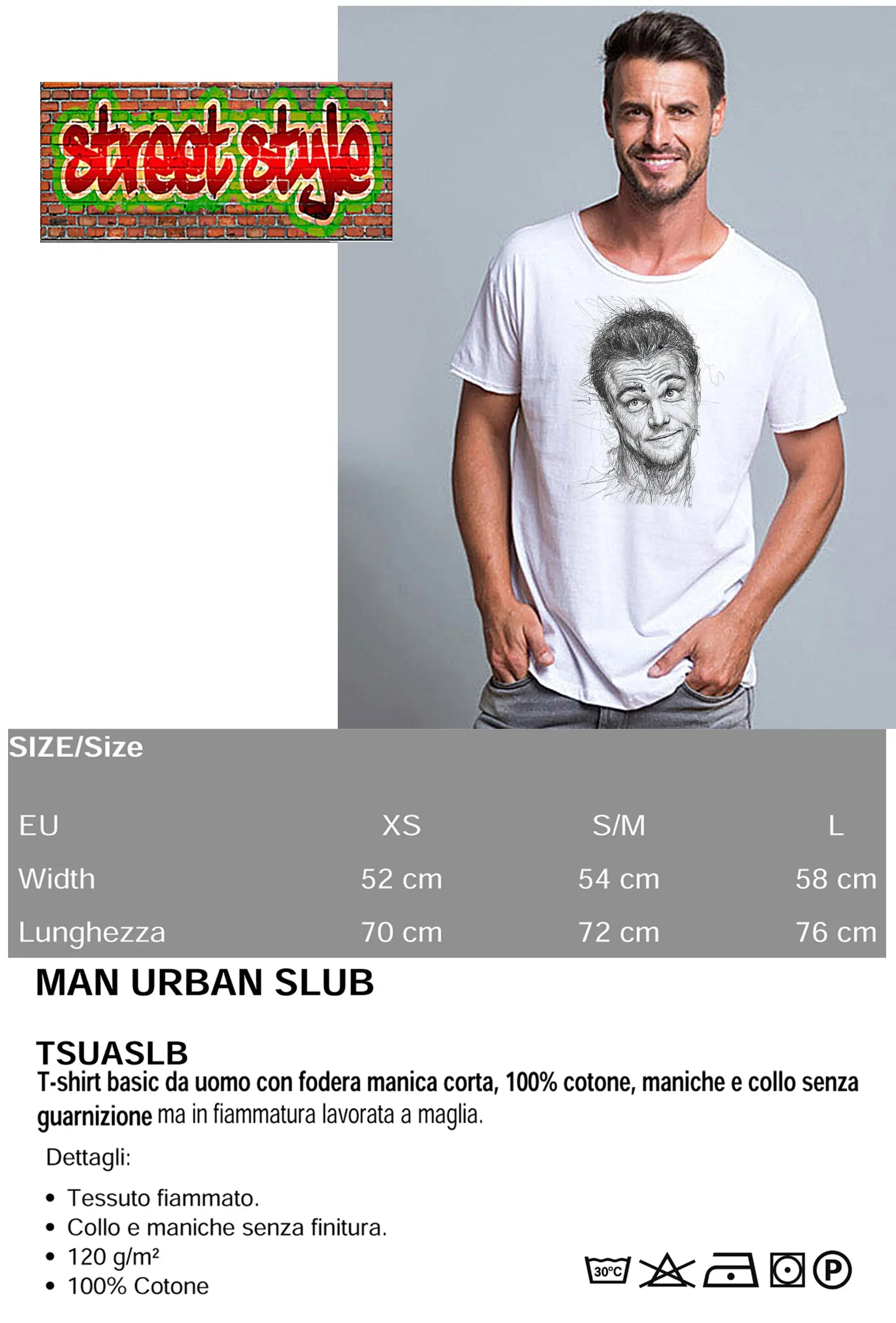 Leonardo DiCaprio The Legend Stilizzato Soggetto Attore 18-41 T-shirt Urban Slub Men Uomo 100% Cotone Fiammato JK STREET STYLE