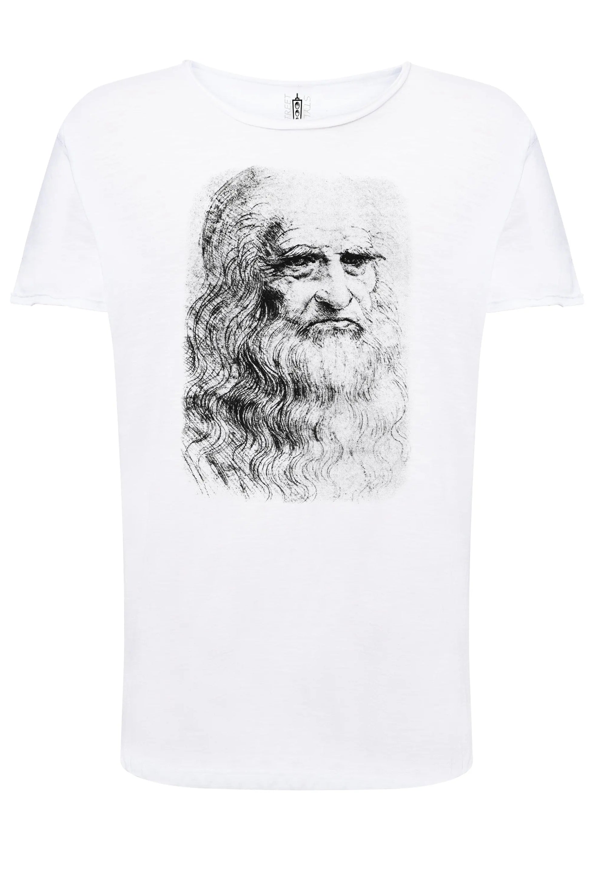 Leonardo da Vinci The Legend Stilizzato Soggetto Scultore e Pittore 18-0 T-shirt Urban Slub Men Uomo 100% Cotone Fiammato JK STREET STYLE