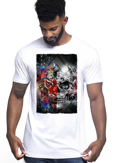 Leoskull Artistic Color Tattoo 9038 T-shirt Urban Men Uomo 100% Cotone Pettinato JK STREET STYLE