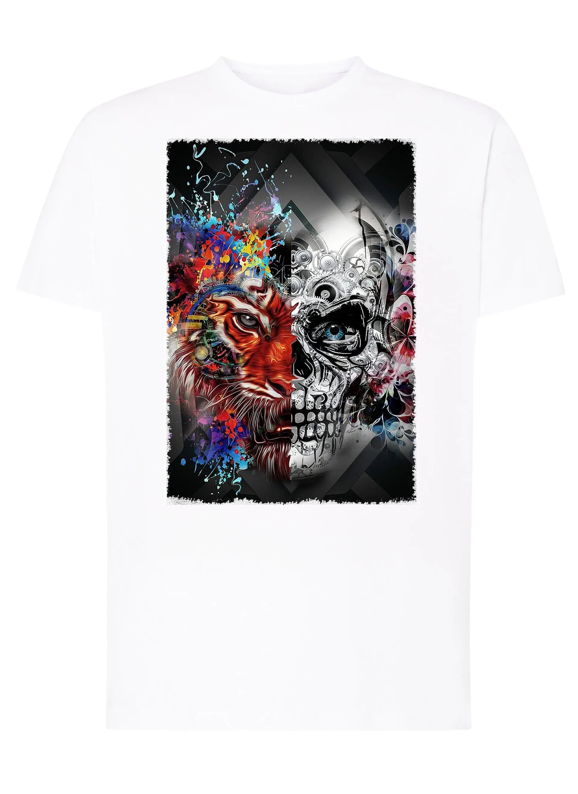 Leoskull Artistic Color Tattoo 9038 T-shirt Urban Men Uomo 100% Cotone Pettinato JK STREET STYLE