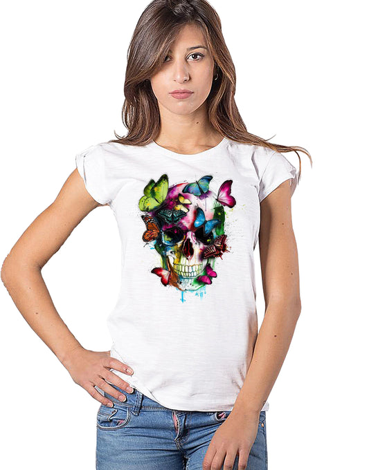 Les couleurs de l´âme 1 Skull Farfalle 18-20-61 Moda Urban Slub Lady Donna 100% Cotone Fiammato BS STREET STYLE