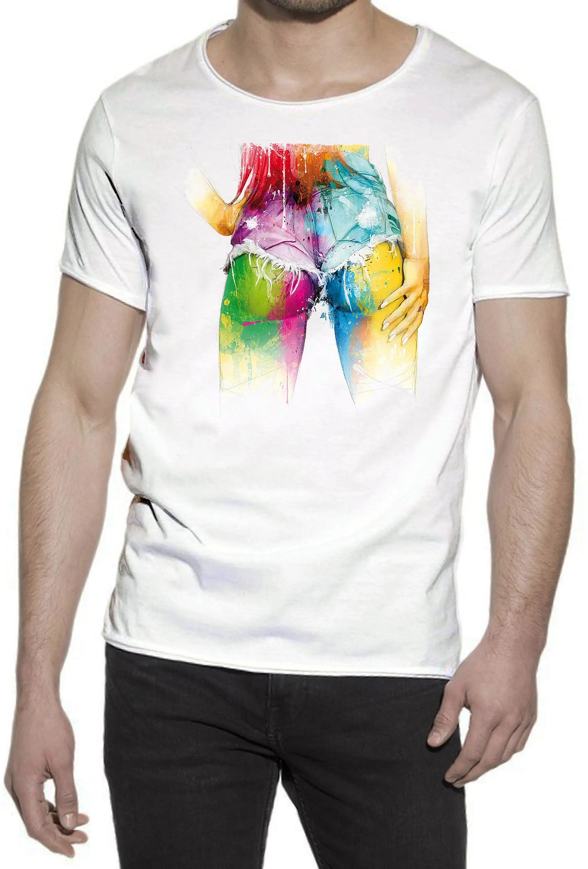 Love You For Ever Color Artistico Stilizzato 18-20-43 T-shirt Urban Slub Men Uomo 100% Cotone Fiammato JK STREET STYLE