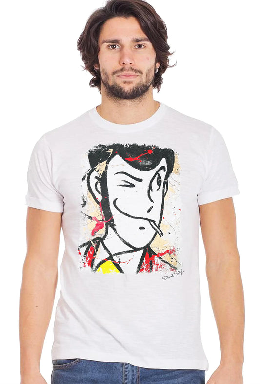 Lupin Color Artistic Cartoons 2075-19 T-shirt Urban Slub Men Uomo 100% Cotone Fiammato BS STREET STYLE