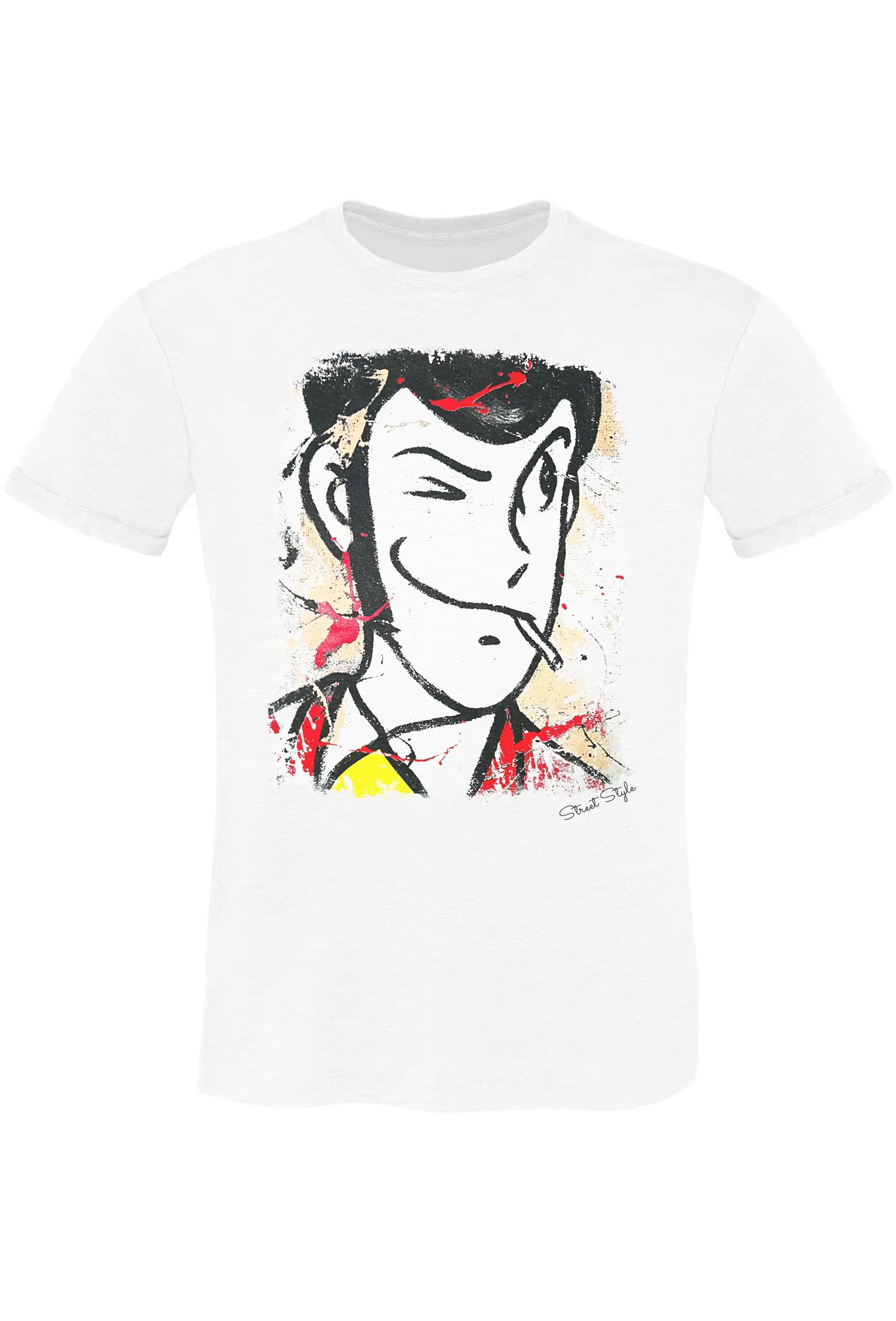 Lupin Color Artistic Cartoons 2075-19 T-shirt Urban Slub Men Uomo 100% Cotone Fiammato BS STREET STYLE