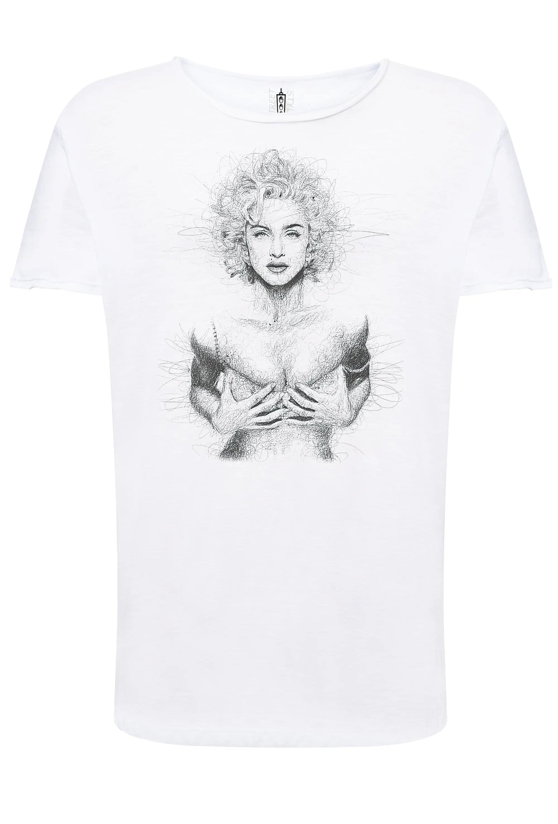 Madonna The Legend Stilizzato Soggetto Cantante 18-30 T-shirt Urban Slub Men Uomo 100% Cotone Fiammato JK STREET STYLE