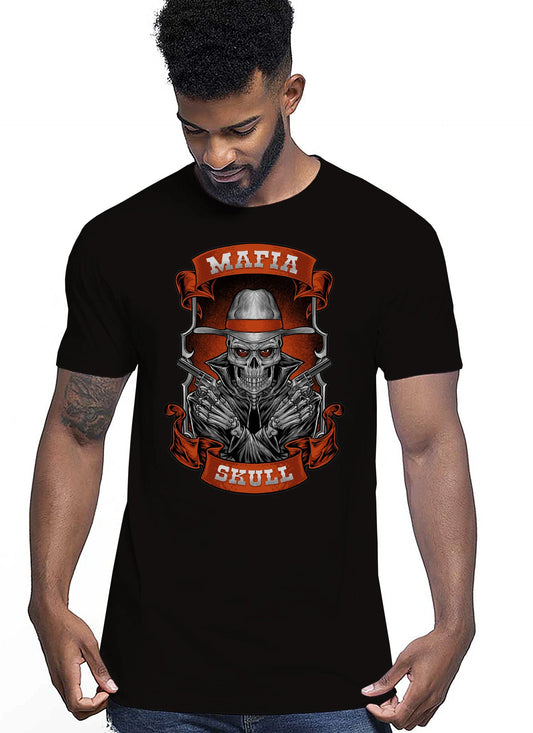 Mafia Skull Tattoo 9045 T-shirt Urban Men Uomo 100% Cotone Pettinato JK STREET STYLE