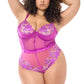 Mapale Twilight Orchid Sheer Embroidered Teddy-2