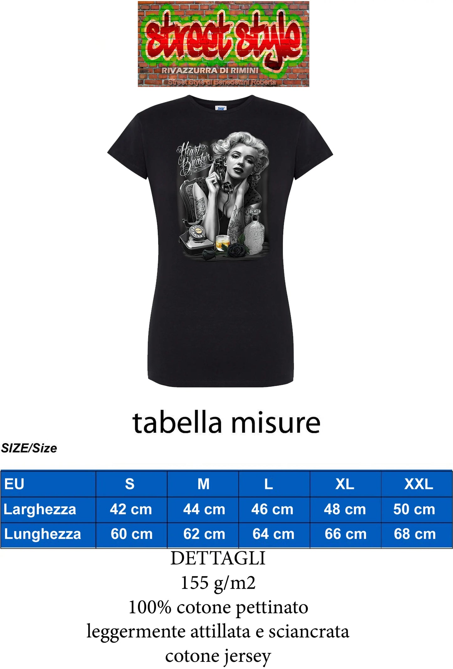 Marilyn Monroe Heart Legend Soggetto Attrice Cantante 9033 Lady Donna 100% Cotone Pettinato JK STREET STYLE