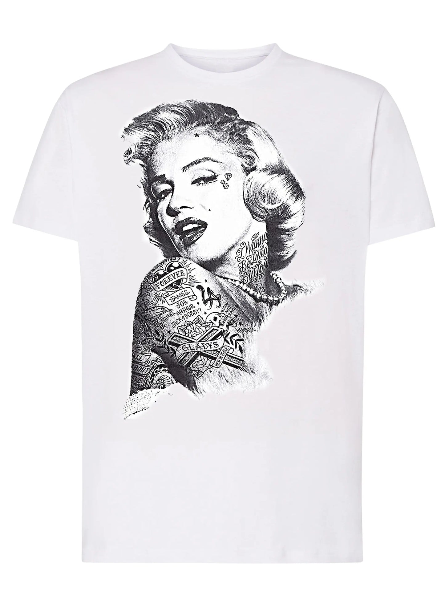 Marilyn Monroe Skull Zombi Tattoo 9018 T-shirt Urban Men Uomo 100% Cotone Pettinato JK STREET STYLE