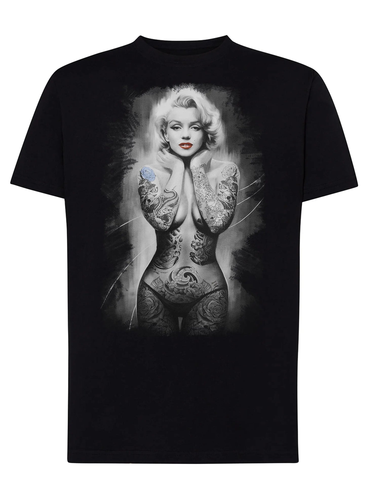 Marilyn The legend Atrice Nude Tattoo 9033-4 T-shirt Urban Men Uomo 100% Cotone Pettinato JK STREET STYLE