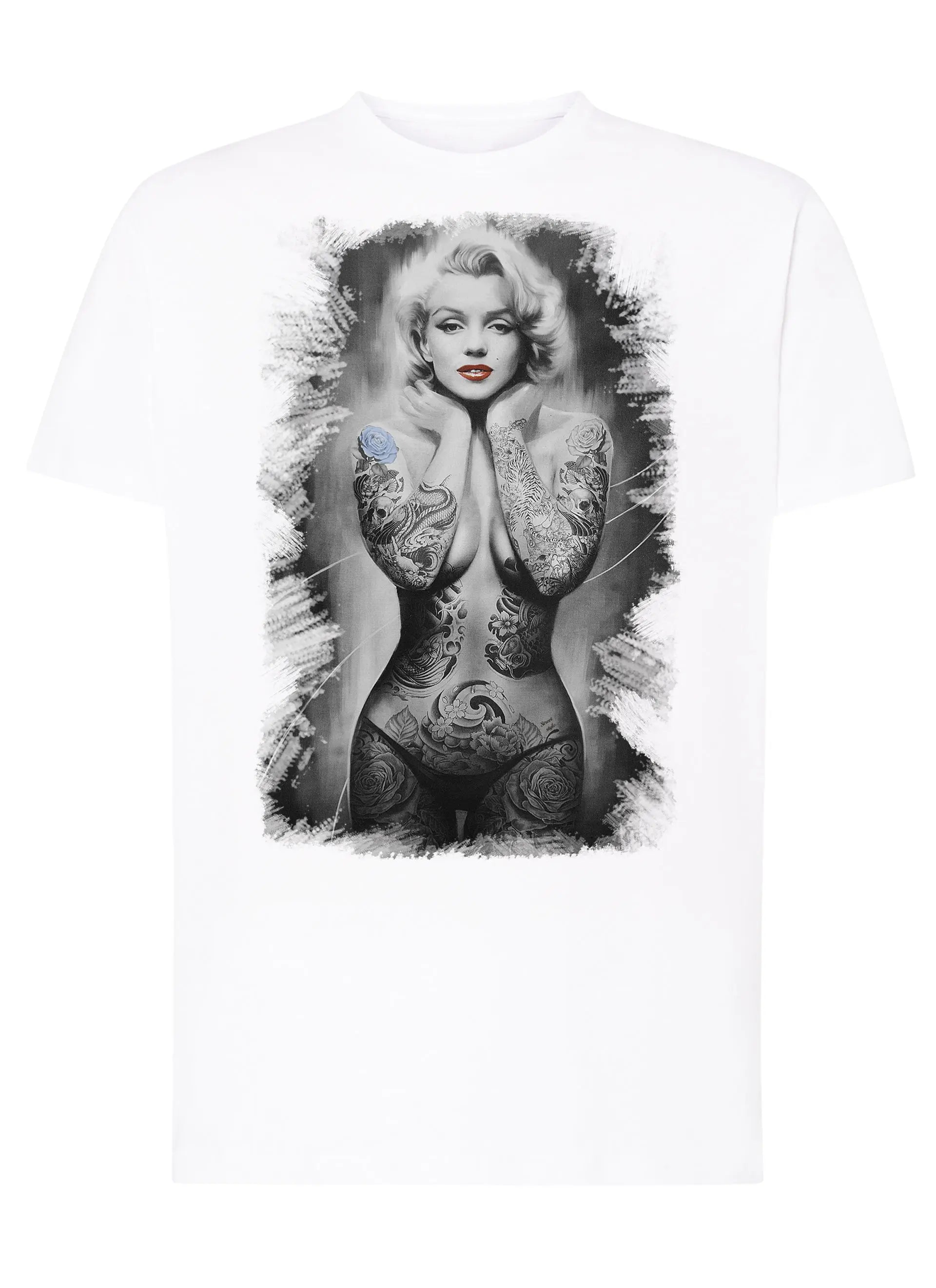 Marilyn The legend Atrice Nude Tattoo 9033-4 T-shirt Urban Men Uomo 100% Cotone Pettinato JK STREET STYLE