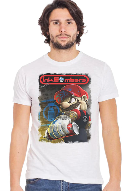 Mario Color Bronx Cartoons 2075-18 1 t-shirt Urban Slub Men Uomo 100% Cotone Fiammato BS STREET STYLE