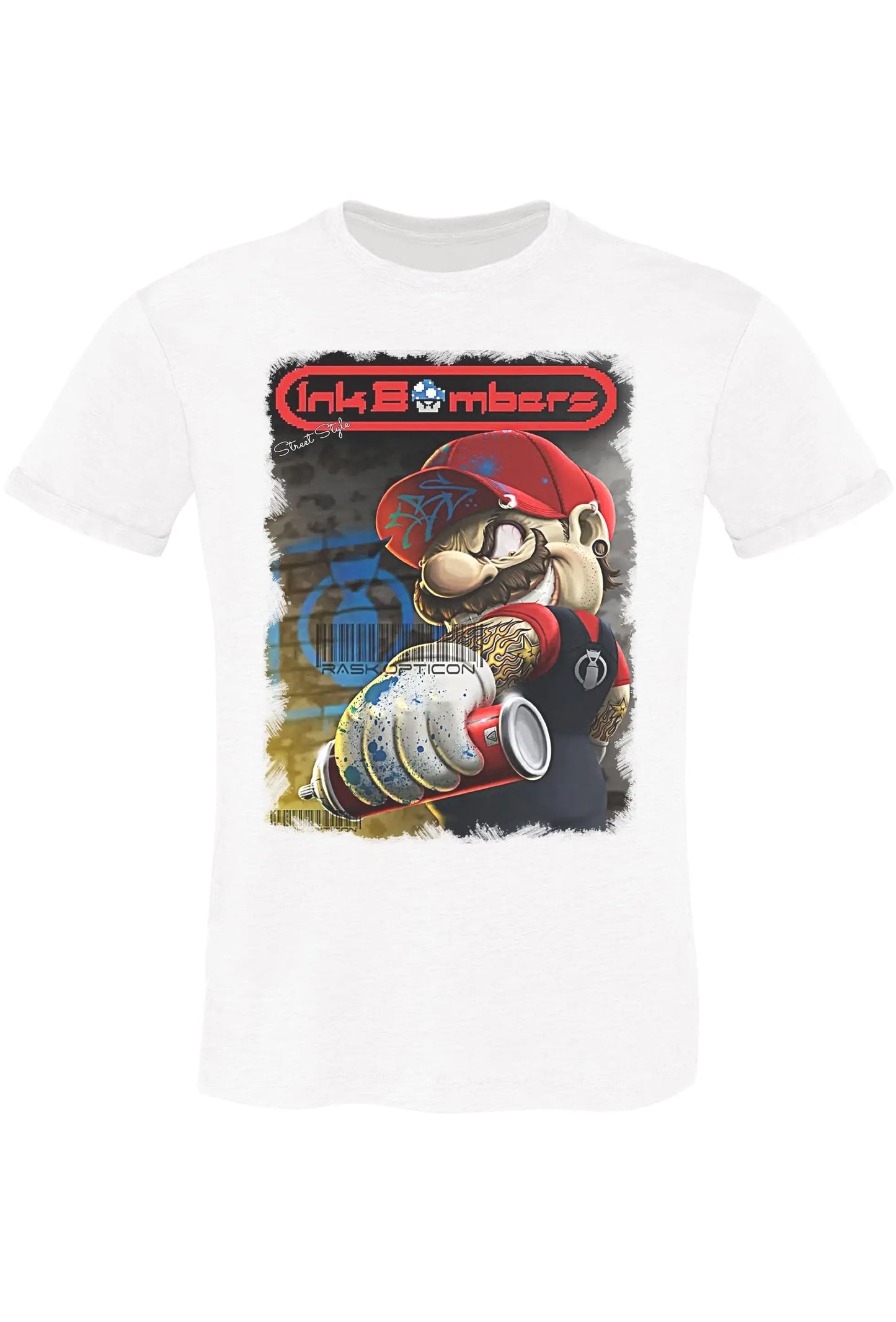 Mario Color Bronx Cartoons 2075-18 1 t-shirt Urban Slub Men Uomo 100% Cotone Fiammato BS STREET STYLE