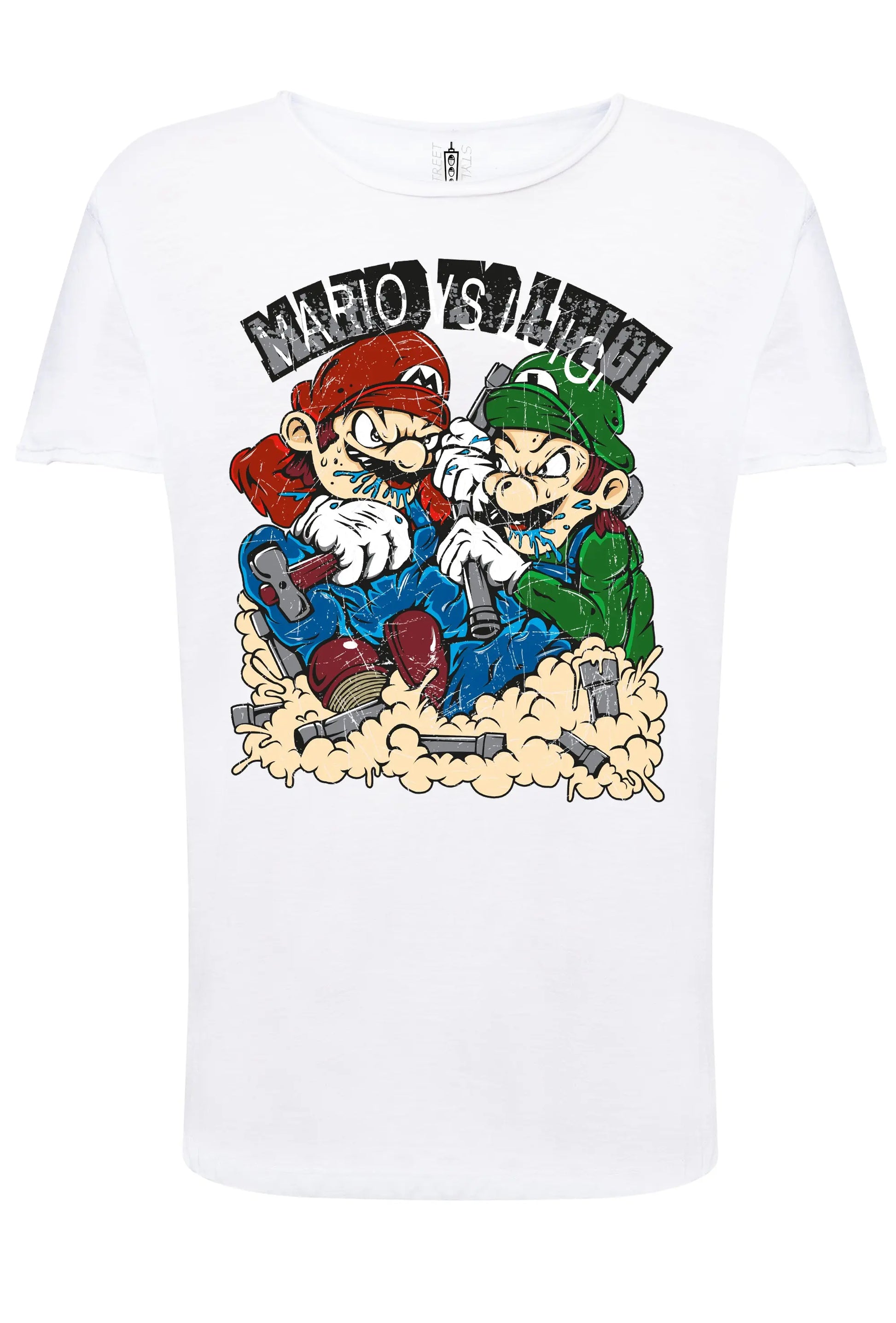 Mario e VS Luigi Cartoon Fumetti 564 T-shirt Urban Slub Men Uomo 100% Cotone Fiammato BS STREET STYLE