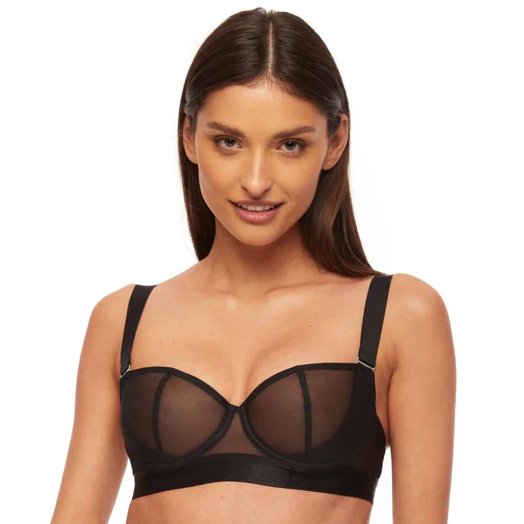 Sheer Mesh Balconette Bra Kinga Mist - STREET STYLE
