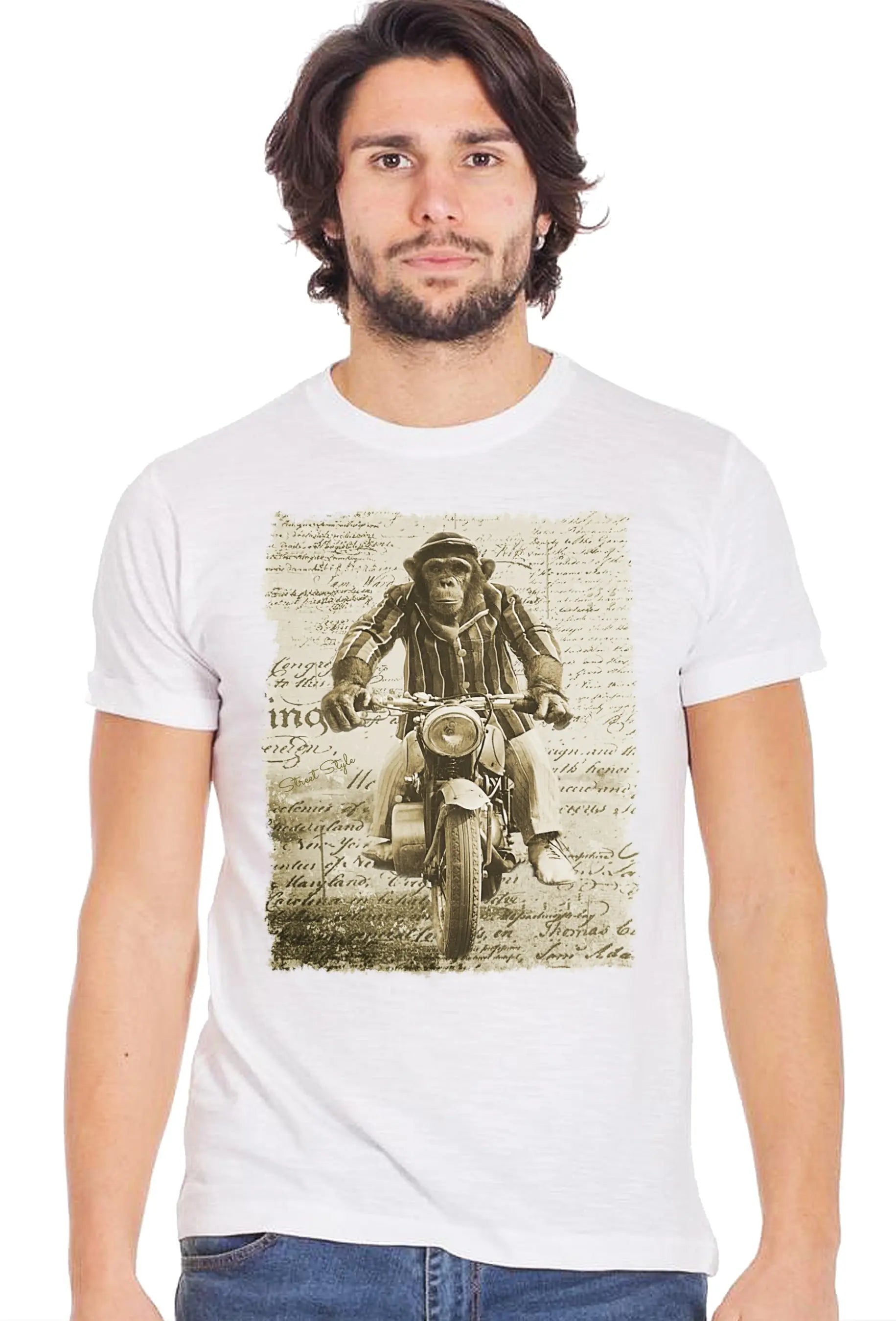 Monkey Dream Grey Auto e Moto 11010 T-shirt Urban Slub Men Uomo 100% Cotone Fiammato BS STREET STYLE