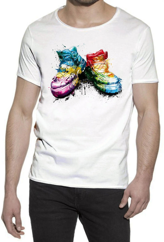 My Shoes Color Artistico Stilizzato 18-20-57 T-shirt Urban Slub Men Uomo 100% Cotone Fiammato JK STREET STYLE