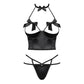 Sexy Open Cup Corset & String Obsessive Delishya Black-2