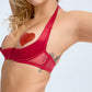 Satin & Sheer Open Cup Bra Blush Tempt Red-2