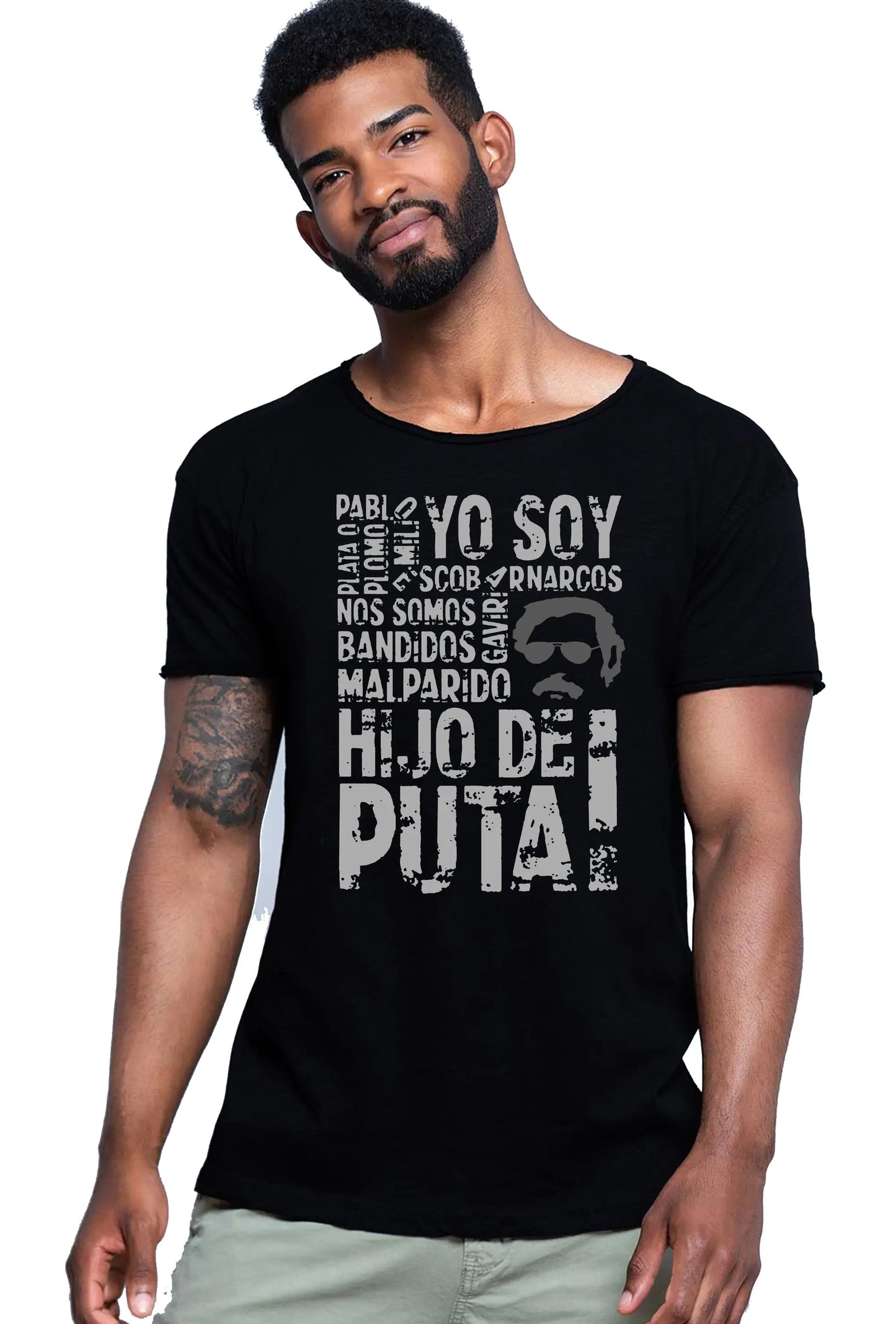 Pablo Escobar Hijo de Puta 18-98 T-shirt Urban Slub Men Uomo 100% Cotone Fiammato JK STREET STYLE