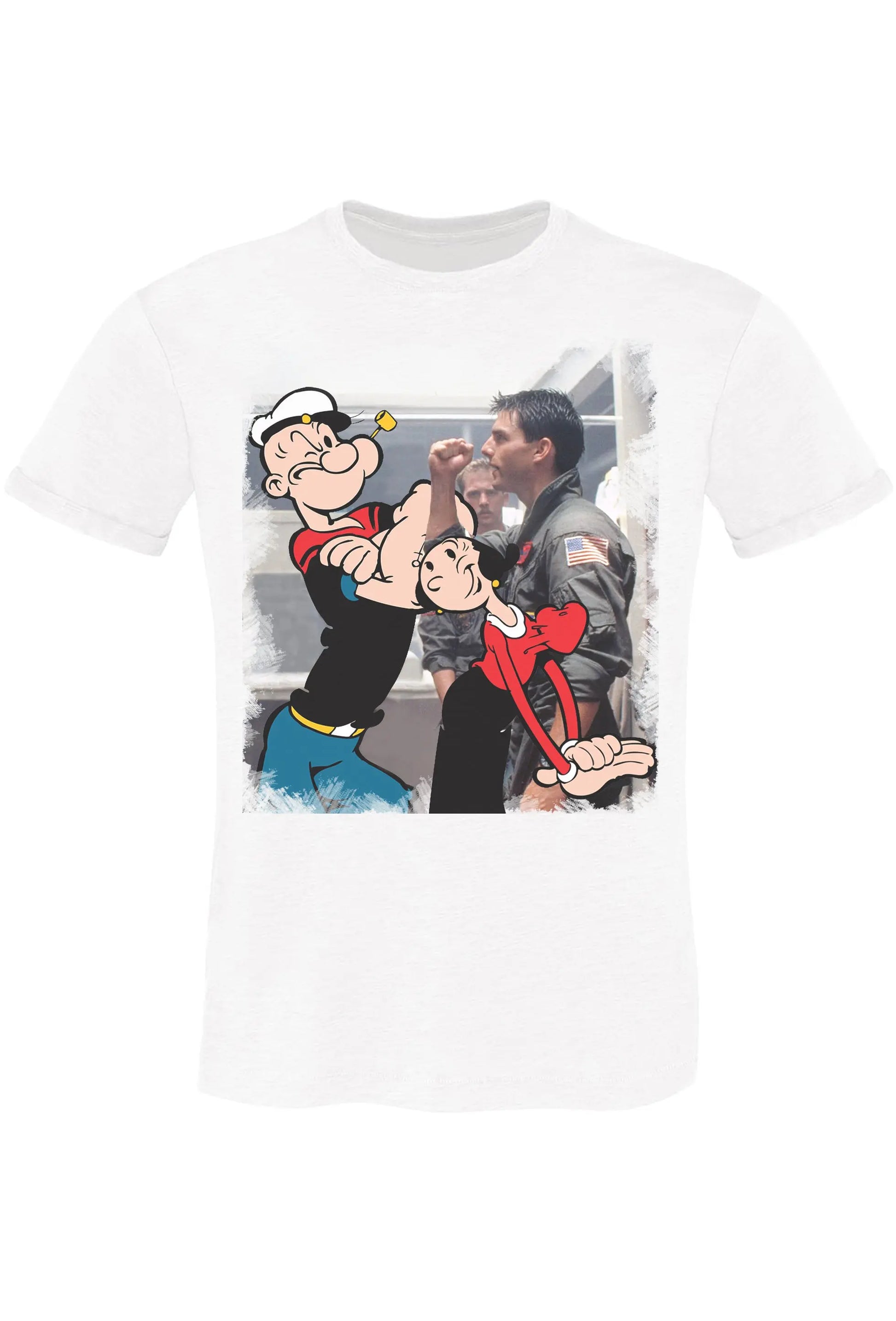 Popeye Spinaci con Olivia Cartoon 2100 Urban Slub Men Uomo 100% Cotone Fiammato BS STREET STYLE